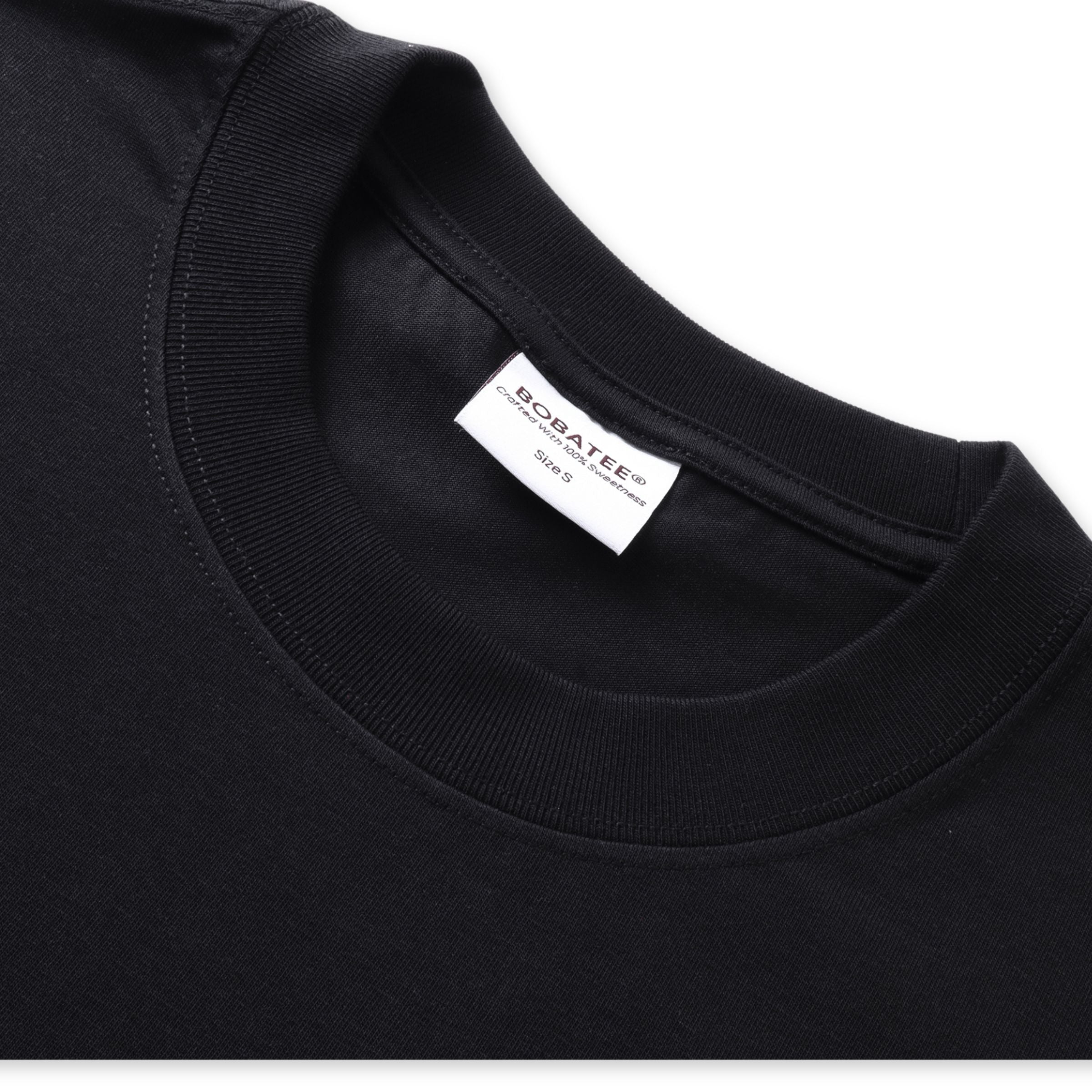 Crew neckline detail of Boba Travel oversized tee