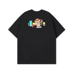 Boba Travel Vacation Mode oversized tee in black front view