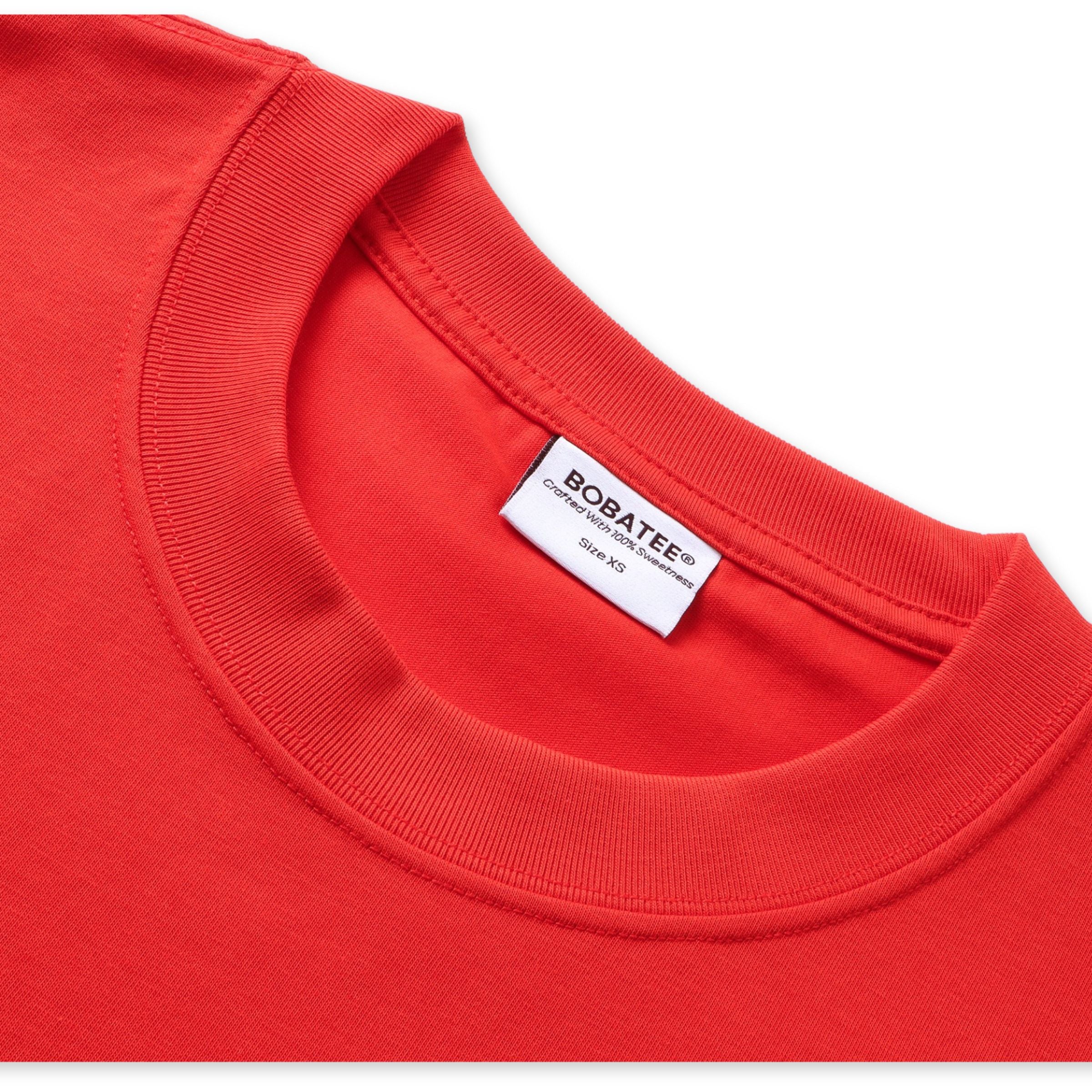 Bobatee label detail on red oversized CNY t-shirt