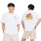 Model wearing Fighting oversized boba graphic tee front view