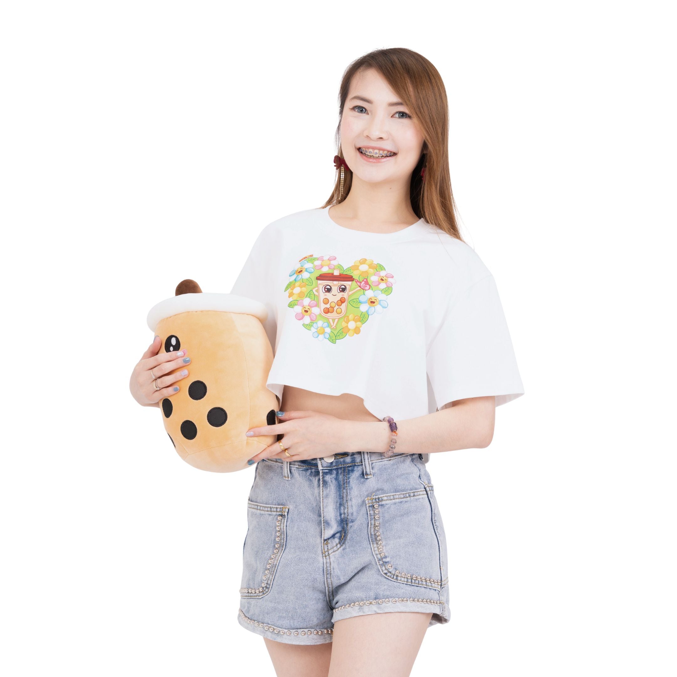 Model wearing Garden of Cheer crop top styled casually for everyday comfort