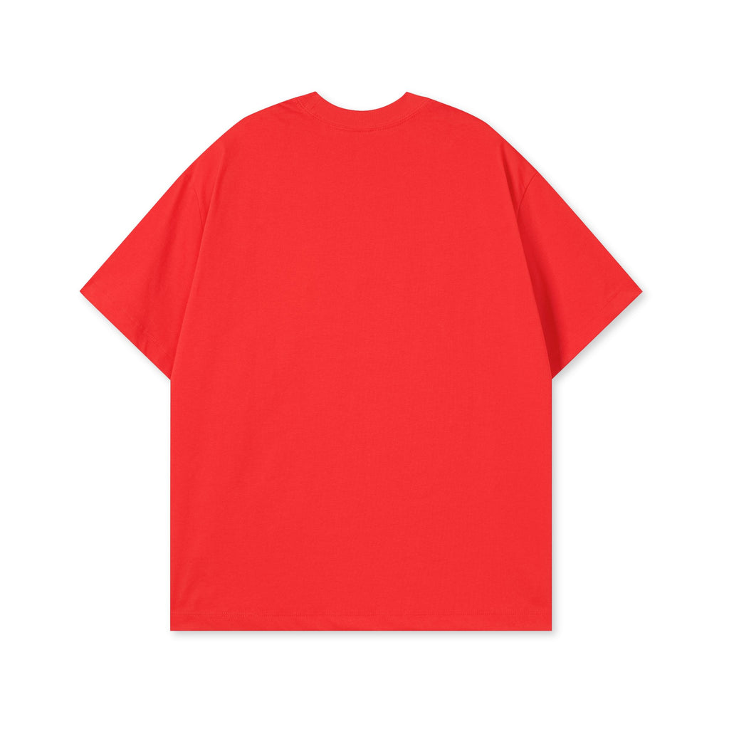 Back view of red oversized CNY t-shirt
