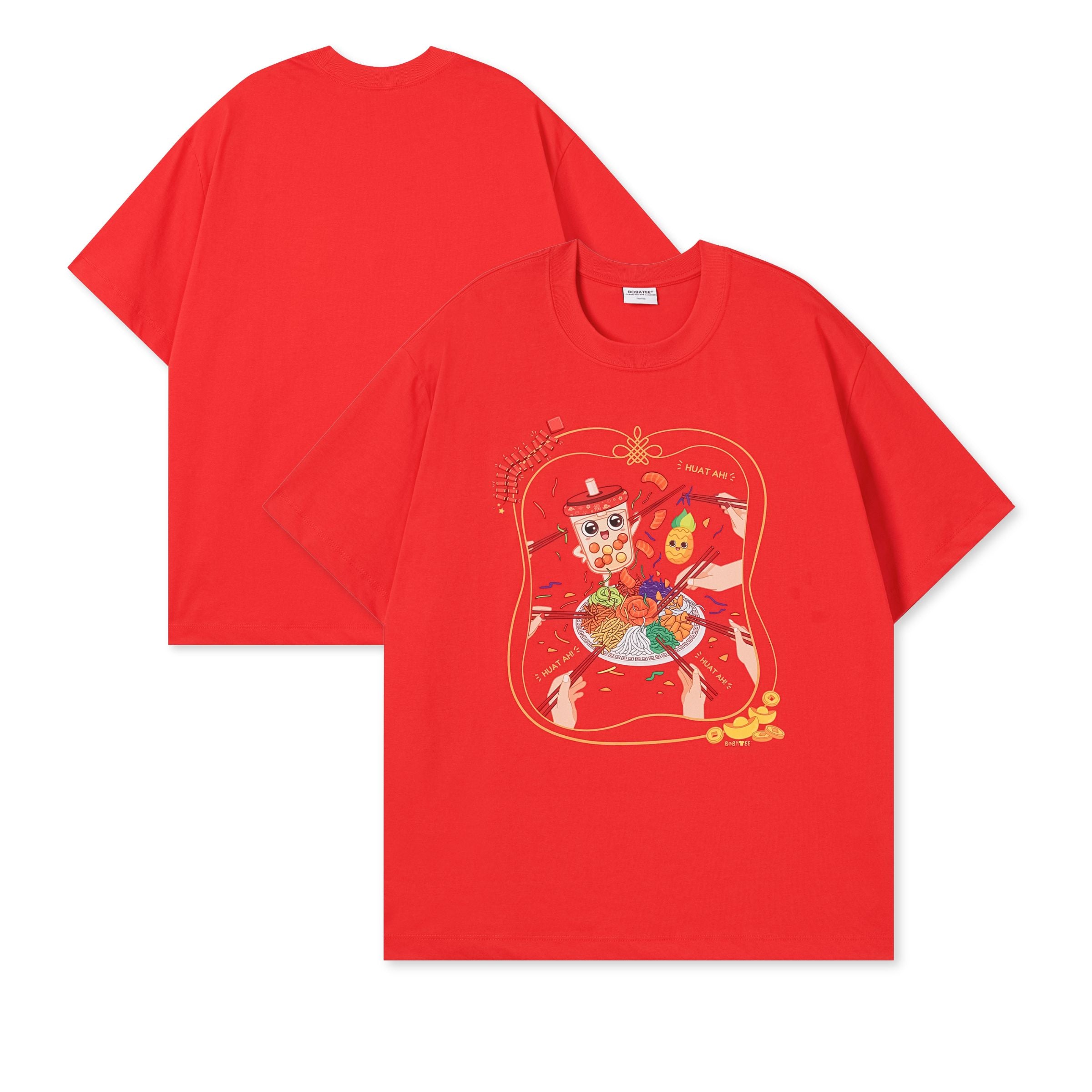 Oversized CNY Lohei t-shirt with Toss to Prosperity Boba graphic